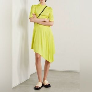 STELLA MCCARTNEY Asymmetric draped stretch-jersey mini dress IT 38 US 2-4 Yellow